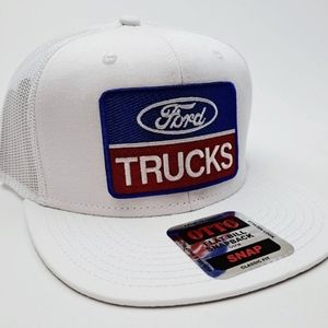 Retro Vintage Style Ford Trucks Embroidered Patch Flat Bill Snapback Mesh Hat Ca